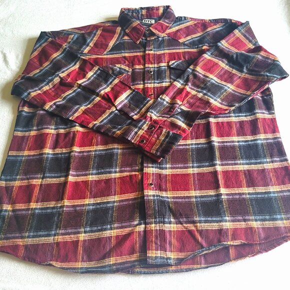 BTC Bay Trading Co. Heavy Red Plaid Shirt Jacket Shacket Size: 2XLT - Picture 1 of 8